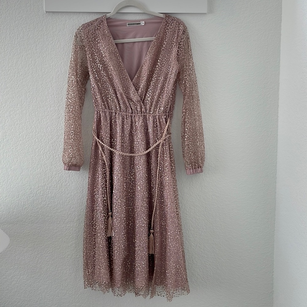 Sparkly Glitter Rose Midi Dress